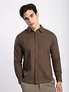Brown Jacquard Round Textured Shirt