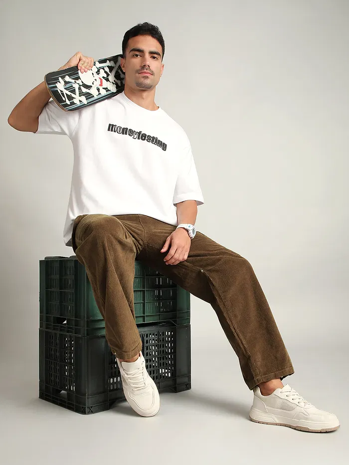 Brown Oversize Corduroy Cargo Pants