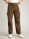 Brown Oversize Corduroy Cargo Pants