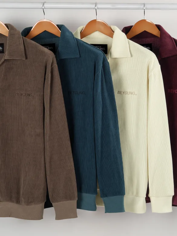 Brown Polo Collar Sweatshirt