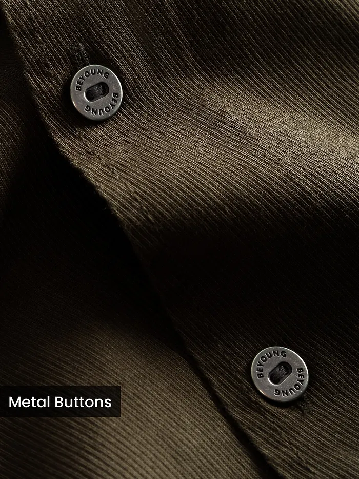 Brown Solid Multipocket Shacket