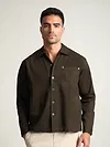 Brown Solid Multipocket Shacket