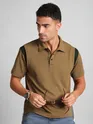 Brown Sporty Color Block Polo T-Shirt