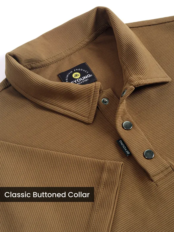 Brown Sporty Color Block Polo T-Shirt