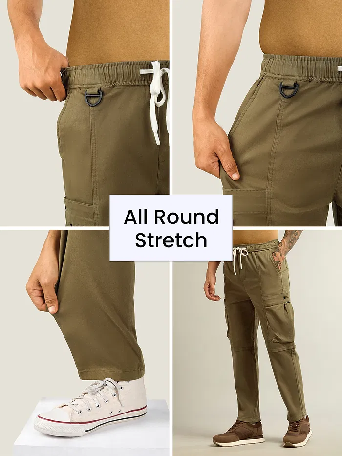 Brown Tapered Baggy Cargo Pants
