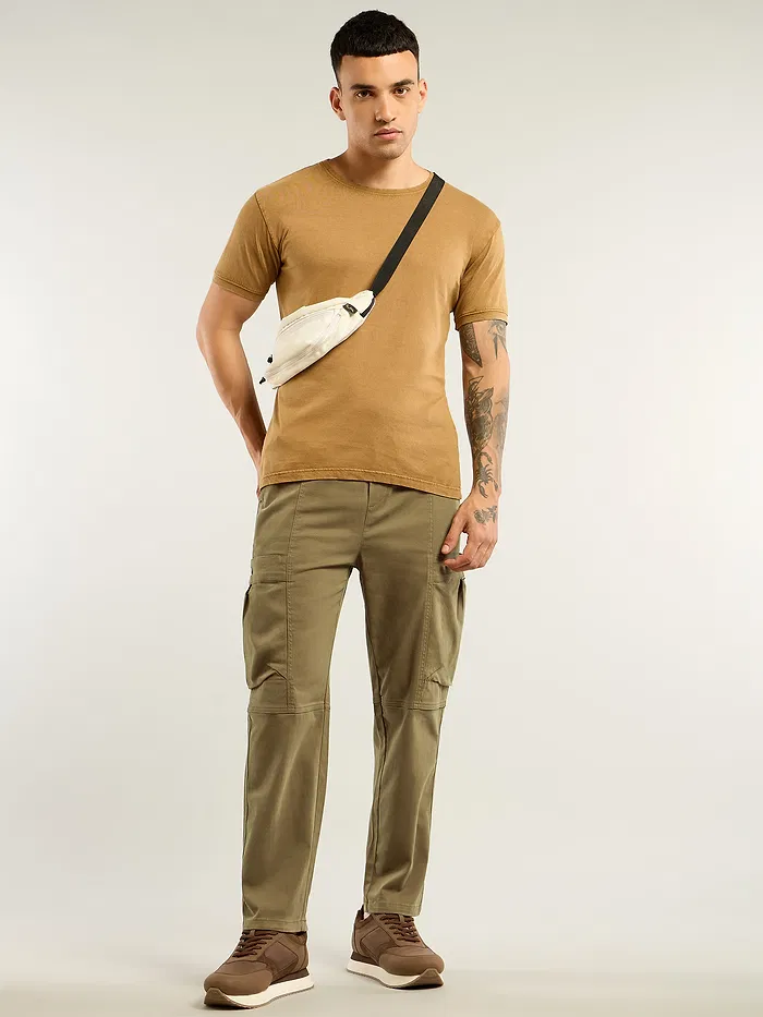 Brown Tapered Baggy Cargo Pants