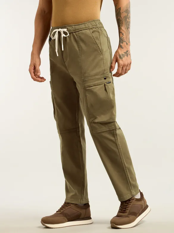 Brown Tapered Baggy Cargo Pants
