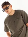 Brown Tilted Patch Pocket Oversized T-shirt