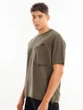 Brown Tilted Patch Pocket Oversized T-shirt