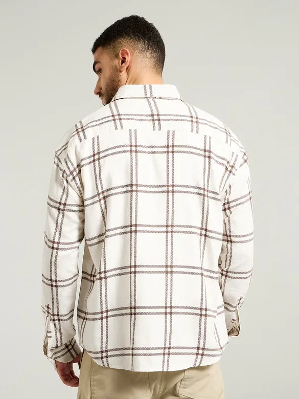 Brown Window Checks Shirt For Men