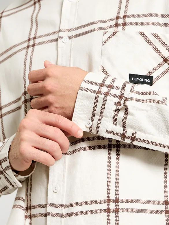 Brown Window Checks Shirt For Men