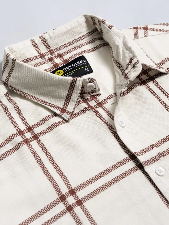 Brown Window Checks Shirt For Men