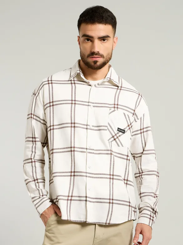 Brown Window Checks Shirt For Men