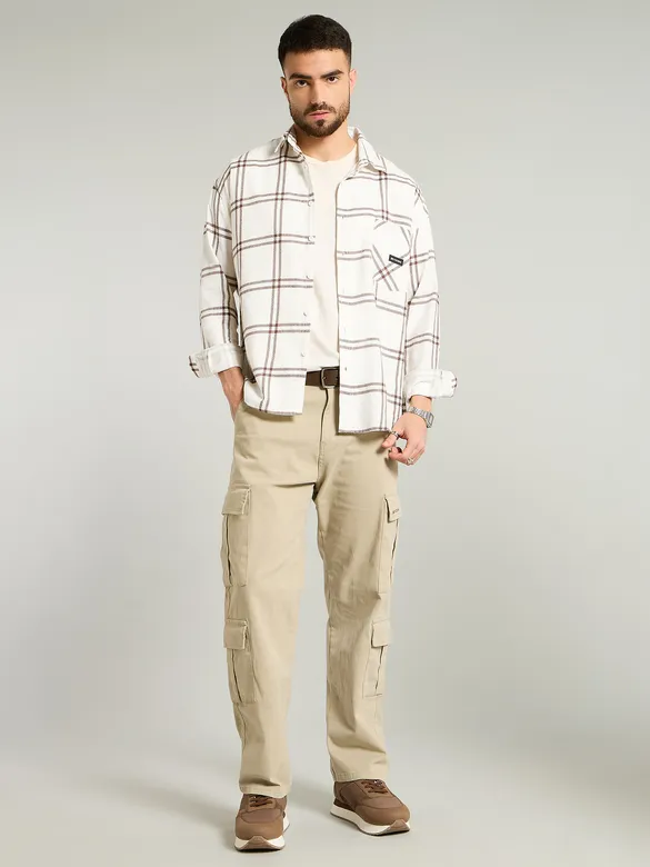Brown Window Checks Shirt For Men