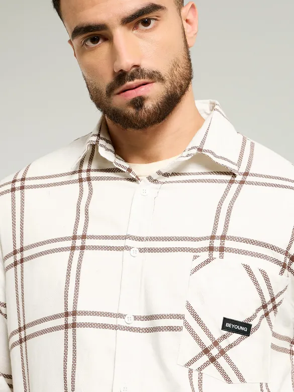 Brown Window Checks Shirt For Men
