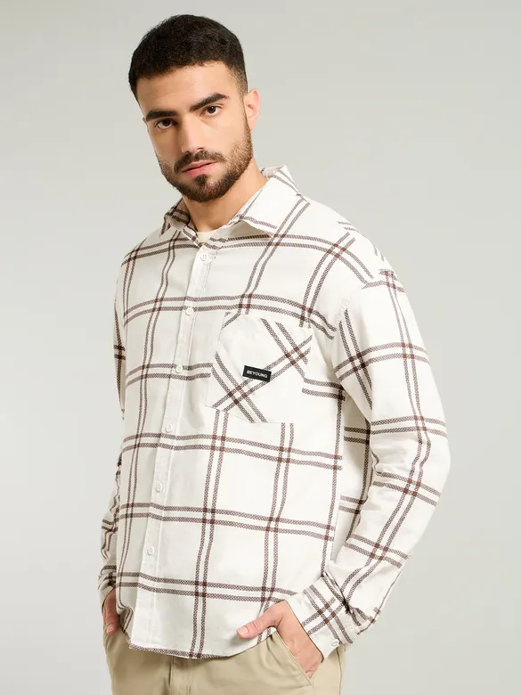 Brown Window Checks Shirt For Men
