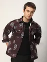 Red printed shacket for men