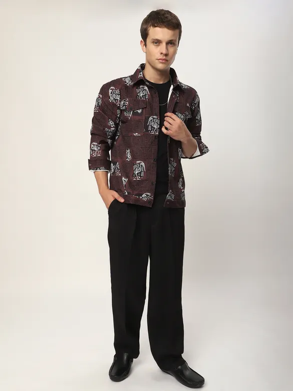 Burnt Brick Tribal Print Shacket