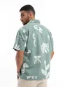 Cadet Grey Printed Half Sleeve Cotton Shirt For Men