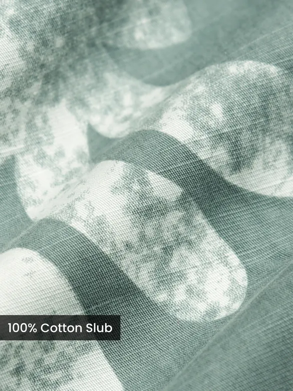 Cadet Grey Printed Half Sleeve Cotton Shirt For Men