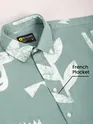 Cadet Grey Printed Half Sleeve Cotton Shirt For Men