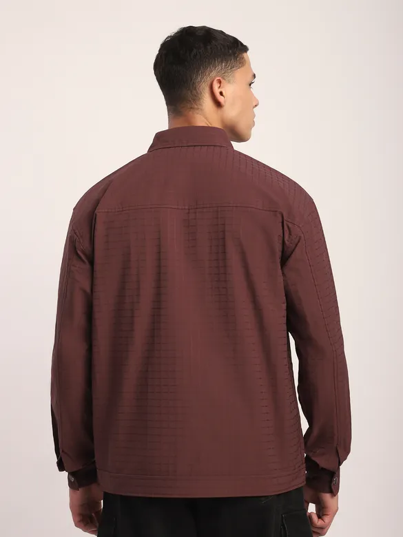 Caramel Brown Block Textured Shacket