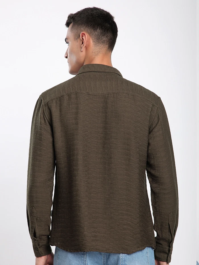 Caramel Brown Crinkled Shirt