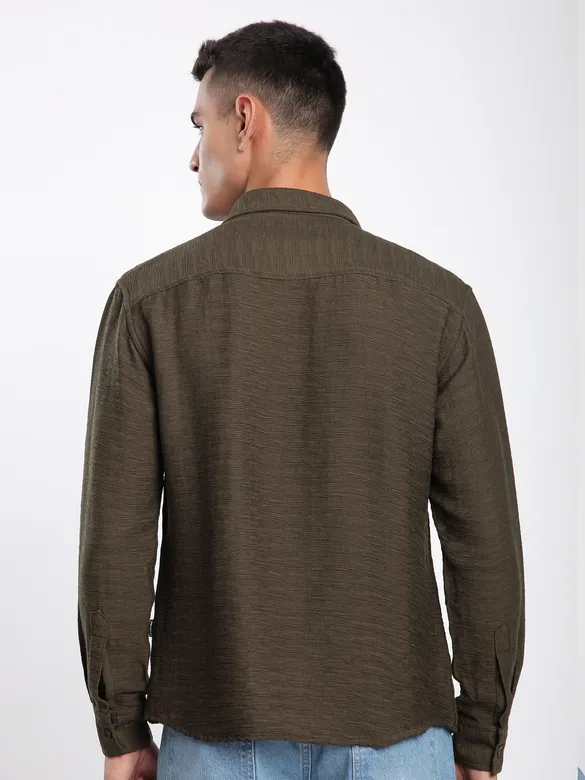 Caramel Brown Crinkled Shirt