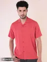 Carrot Red Striped Casual Shirt for Men
