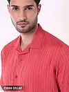 Carrot Red Striped Casual Shirt for Men