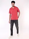 Carrot Red Striped Casual Shirt for Men