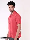 Carrot Red Striped Casual Shirt for Men