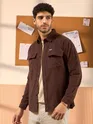 Chocolate Brown Corduroy Shirt For Men