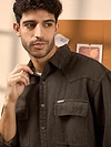 Coffee Brown Over Dyed Denim Shirt for Men