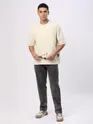 Cream Cut And Sew Panel Oversized T-Shirt