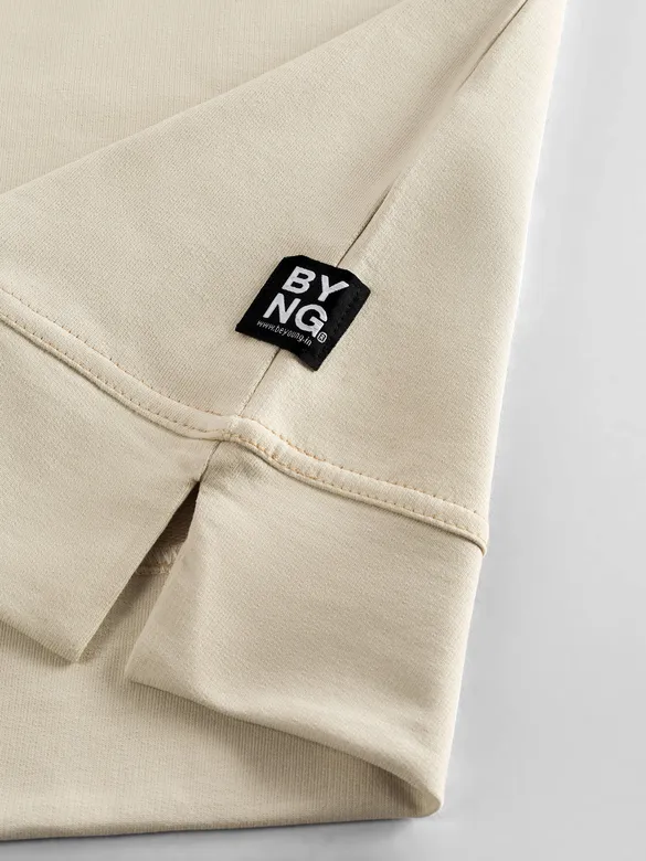 Cream Cut And Sew Panel Oversized T-Shirt