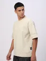 Cream Cut And Sew Panel Oversized T-Shirt