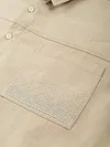 Cream Dual Pocket Embroidered Shirt
