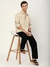 Cream Dual Pocket Embroidered Shirt