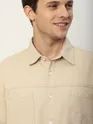Cream Dual Pocket Embroidered Shirt