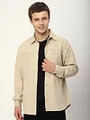 Cream Dual Pocket Embroidered Shirt