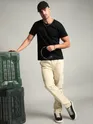 Cream Elasticated Cut and Sew Cargo Pants