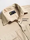 Cream Flap Pocket Corduroy Shirt