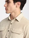 Cream Flap Pocket Corduroy Shirt
