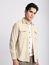 Cream Flap Pocket Corduroy Shirt