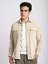 Cream Flap Pocket Corduroy Shirt