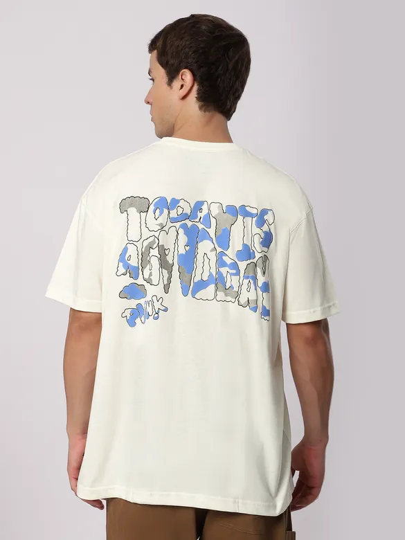 Cream Good Day Printed Oversized T-Shirt