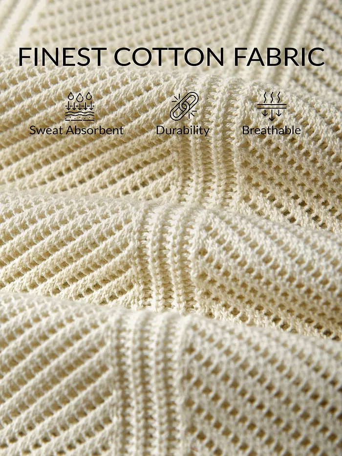 Cream Half-Sleeves Knitted Mens Shirt
