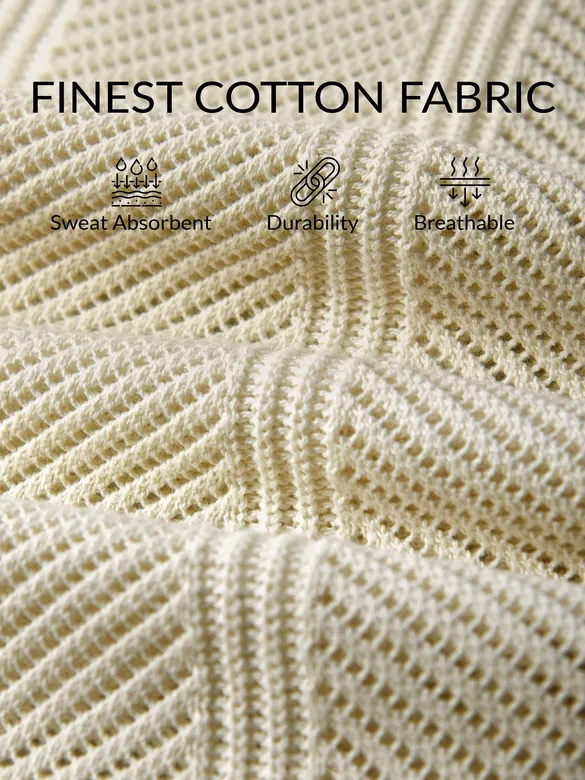 Cream Half-Sleeves Knitted Mens Shirt