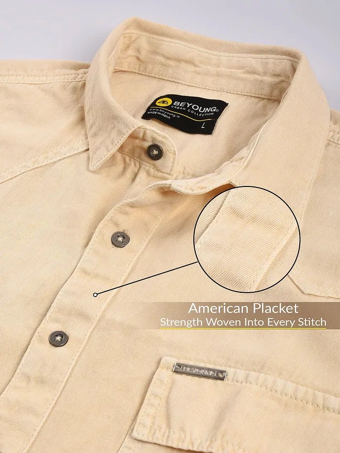 Shop Cream Over Dyed Denim Shirt for Men